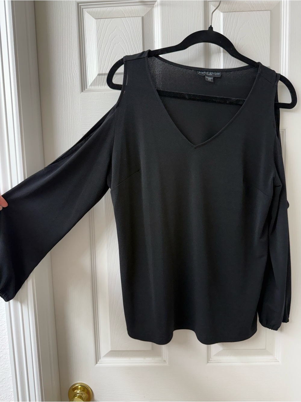 simply styled v-neck cold shoulder dress blouse